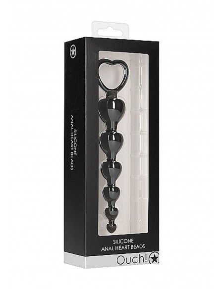 Anal Heart Beads - Black - Kulki analne, koraliki analne - 2