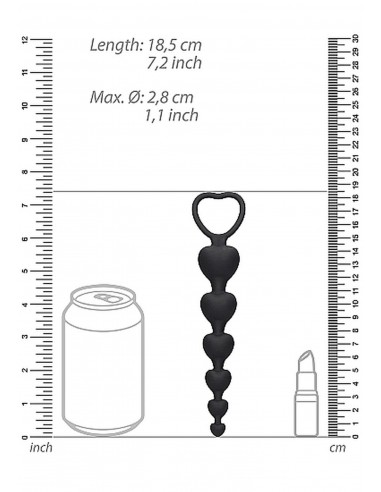 Anal Heart Beads - Black - Kulki analne, koraliki analne - 4