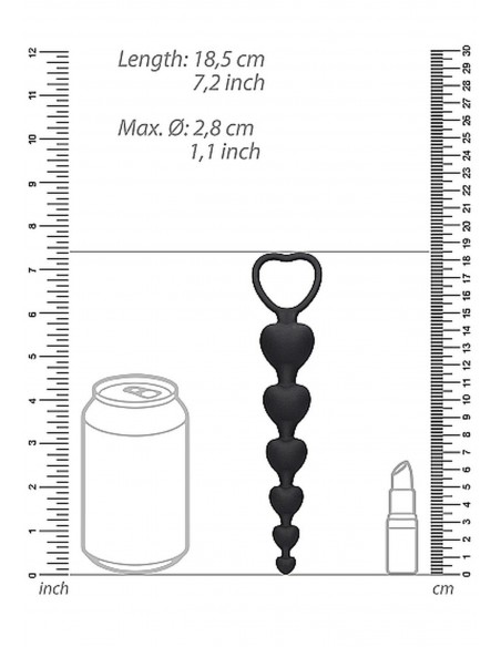 Anal Heart Beads - Black - Kulki analne, koraliki analne - 4