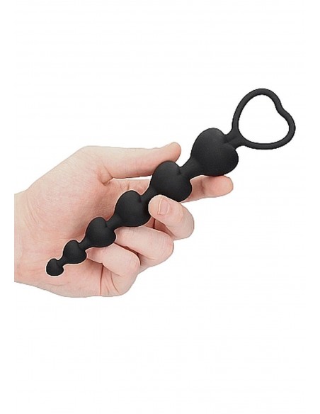 Anal Heart Beads - Black - Kulki analne, koraliki analne - 5