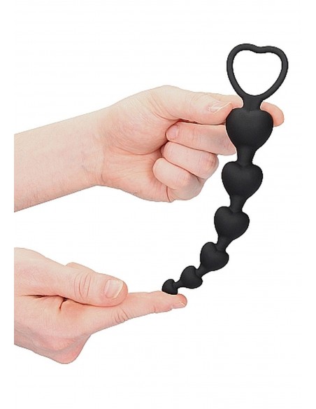 Anal Heart Beads - Black - Kulki analne, koraliki analne - 6