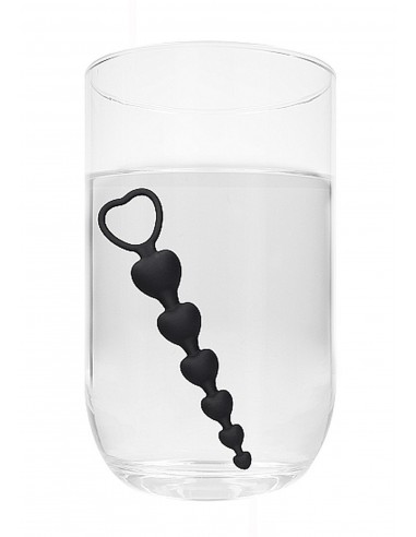 Anal Heart Beads - Black - Kulki analne, koraliki analne - 7
