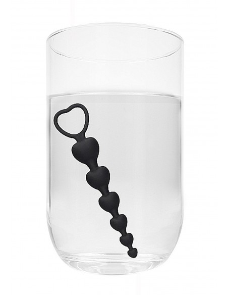 Anal Heart Beads - Black - Kulki analne, koraliki analne - 7