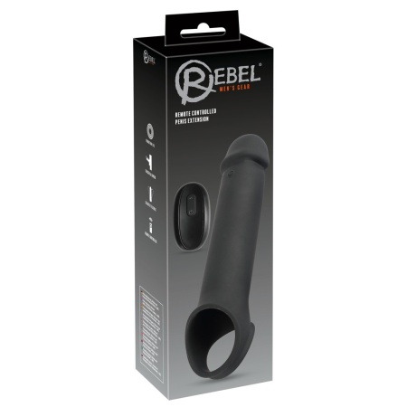 Przedłużająca nakładka na penisa Rebel RC, długość 25 cm, wydłużenie do 8 cm, 10 trybów wibracji, pilot bezprzewodowy - 1