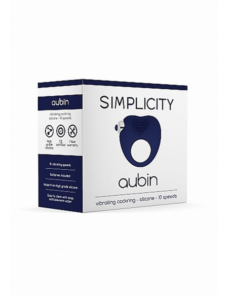 Aubin Vibrating Cockring - Blue - Pierścienie erekcyjne wibrujące - 2