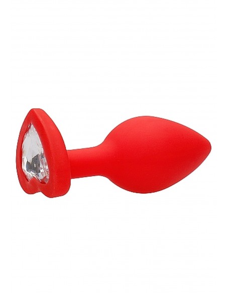 Diamond Heart Butt Plug - Regular - Red - Korki analne silikonowe - 7