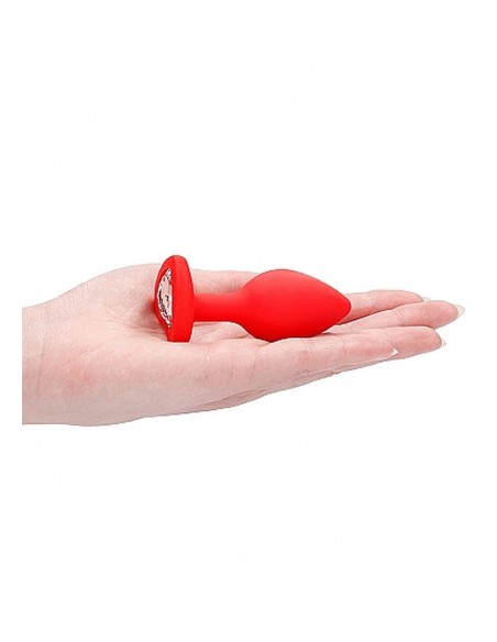Diamond Heart Butt Plug - Regular - Red - Korki analne silikonowe - 9