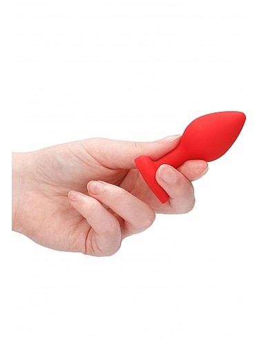 Diamond Heart Butt Plug - Regular - Red - Korki analne silikonowe - 11