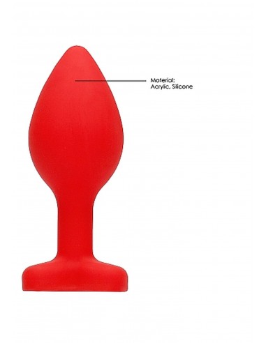 Diamond Heart Butt Plug - Regular - Red - Korki analne silikonowe - 12