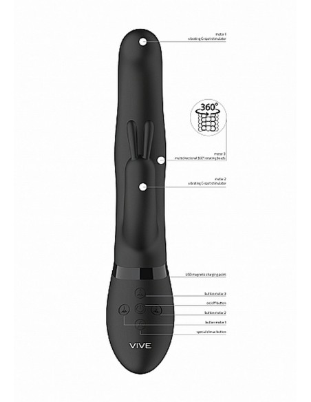 Izara - Rotating Beads Rabbit - Black - Wibratory Króliczki - 3