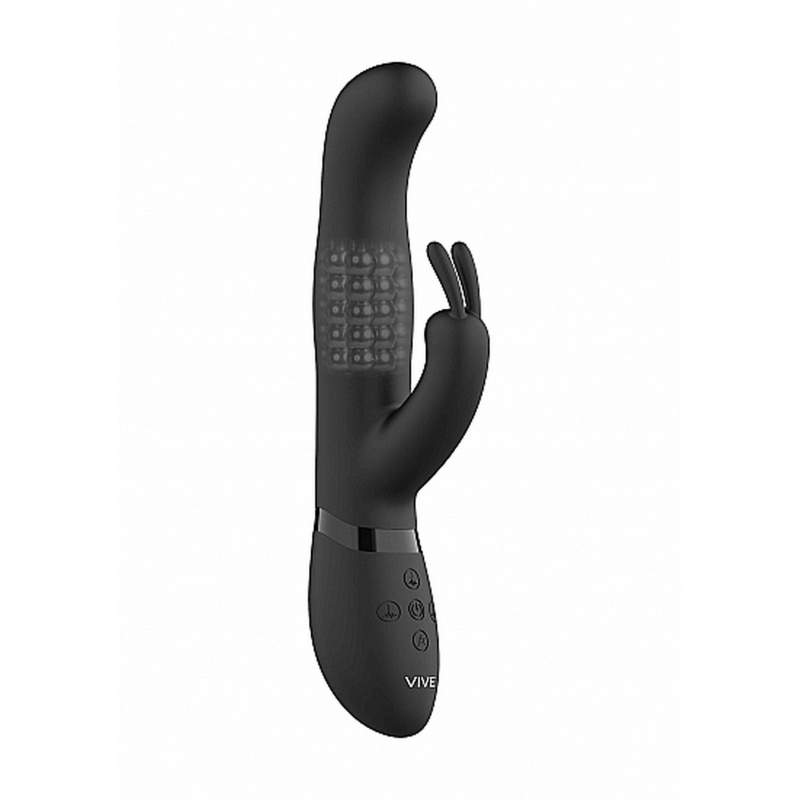 Wibrator typu królik Izara Rotating Beads Rabbit Black - obrotowe kulki 360°, 3 silniki, długość 22 cm, średnica 3,3 cm - 5