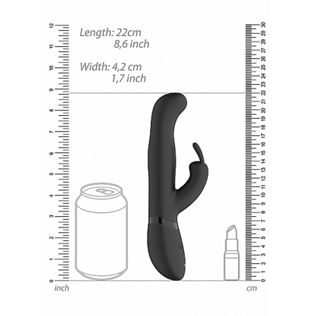 Wibrator typu królik Izara Rotating Beads Rabbit Black - obrotowe kulki 360°, 3 silniki, długość 22 cm, średnica 3,3 cm - 9