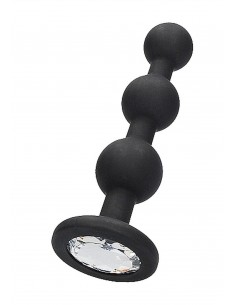 Silicone Beaded Diamond Butt Plug - Black - Korki analne silikonowe - 1