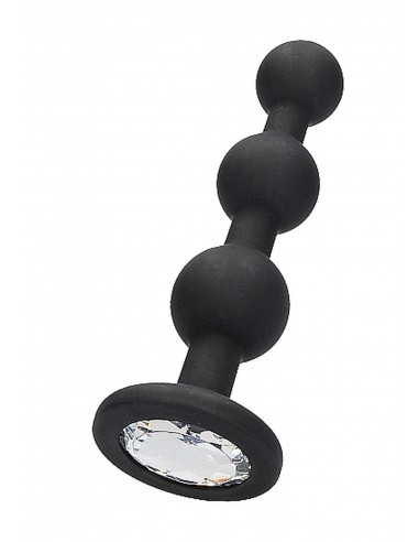Silicone Beaded Diamond Butt Plug - Black - Korki analne silikonowe - 1