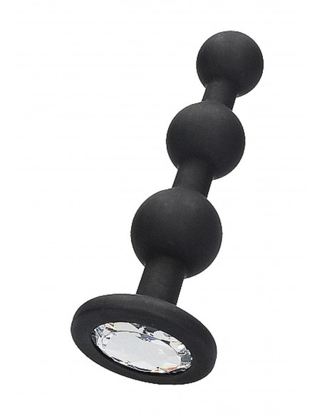 Silicone Beaded Diamond Butt Plug - Black - Korki analne silikonowe - 1
