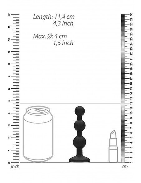 Silicone Beaded Diamond Butt Plug - Black - Korki analne silikonowe - 3