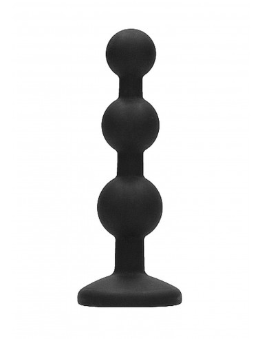 Silicone Beaded Diamond Butt Plug - Black - Korki analne silikonowe - 4