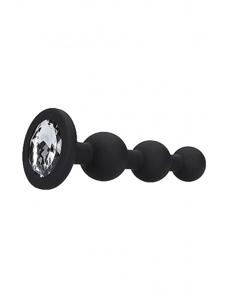 Silicone Beaded Diamond Butt Plug - Black - Korki analne silikonowe - 5