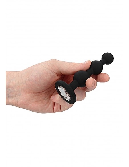 Silicone Beaded Diamond Butt Plug - Black - Korki analne silikonowe - 6
