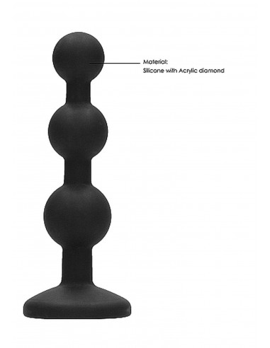Silicone Beaded Diamond Butt Plug - Black - Korki analne silikonowe - 7