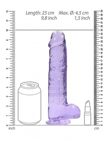 9" / 23 cm Realistic Dildo With Balls - Purple - Dilda żelowe - 3