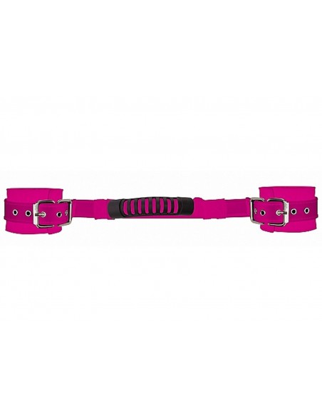 Adjustable Leather Handcuffs - Pink - Kajdanki erotyczne - 3