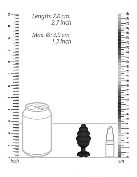 Regular Ribbed Diamond Heart Plug - Black - Korki analne silikonowe - 3