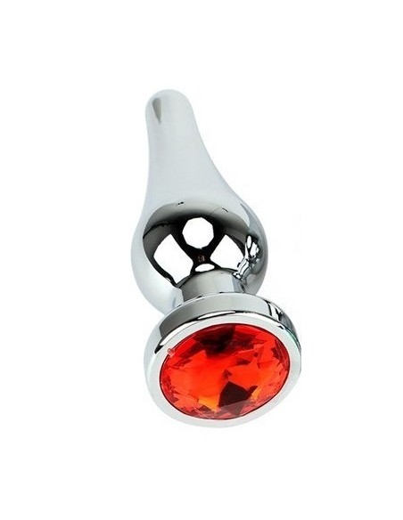 Plug-Diamond King Butt Plug - Metal Medium Red - Korki analne silikonowe - 2