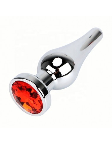 Plug-Diamond King Butt Plug - Metal Medium Red - Korki analne silikonowe - 3