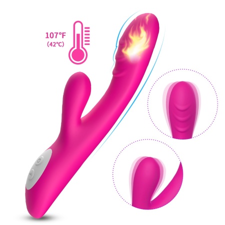 Wibrator do stymulacji łechtaczki i punktu G Spark pink - podwójna stymulacja, ogrzewanie, 9 trybów wibracji, 22,4 × 4,2 cm - 8