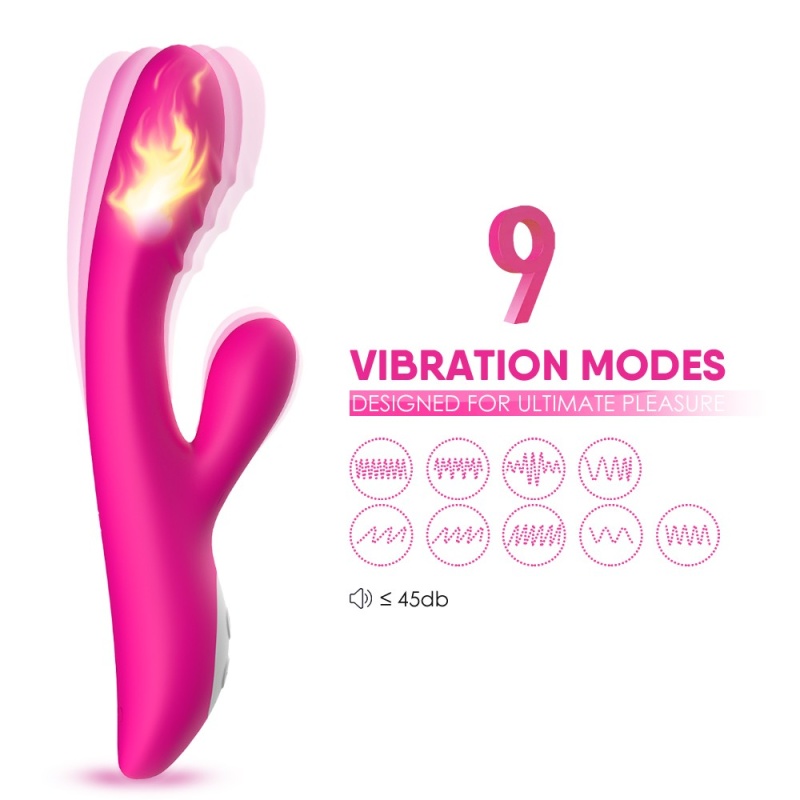 Wibrator do stymulacji łechtaczki i punktu G Spark pink - podwójna stymulacja, ogrzewanie, 9 trybów wibracji, 22,4 × 4,2 cm - 9
