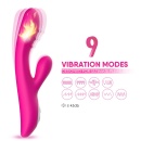 Wibrator do stymulacji łechtaczki i punktu G Spark pink - podwójna stymulacja, ogrzewanie, 9 trybów wibracji, 22,4 × 4,2 cm - 9