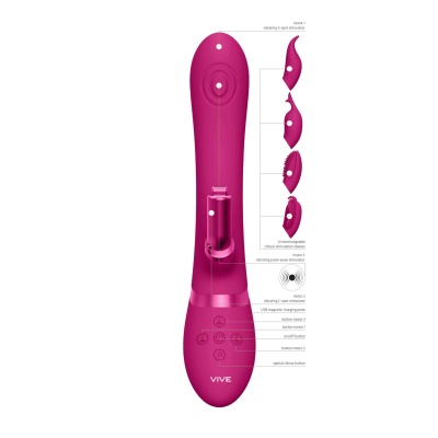 Wibrator Etsu Pink - 3 silniki F1, 4 wymienne nakładki, długość 22,3 cm - 1 2