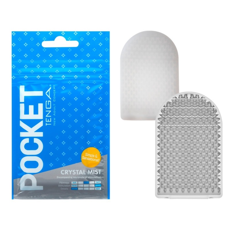 Masturbator jednorazowy Pocket Tenga Crystal Mist - ultraelastyczny rękaw ze stymulującą strukturą kryształu, wymiary 5,5 x 0,6 - 2