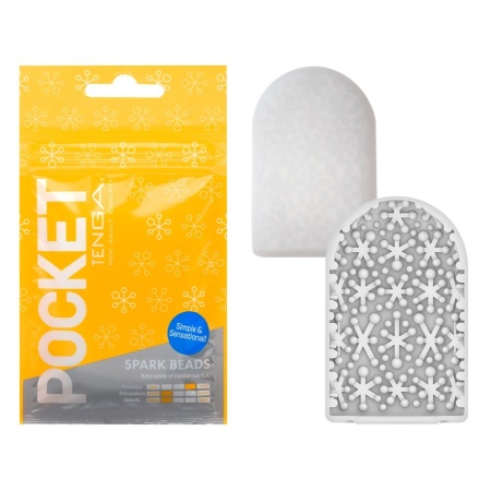 Masturbator jednorazowy Pocket Spark Beads - perłowa struktura stymulująca, elastomer TPE, wymiary 5,5 × 0,6 × 7,5 cm - 2