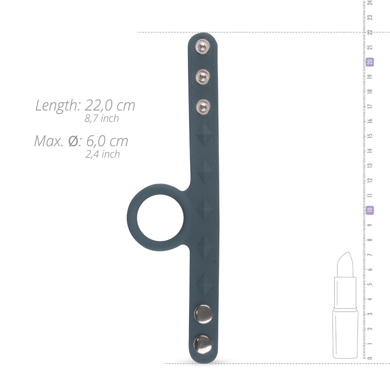 Pierścień erekcyjny z paskiem na jądra Cock & Ball Strap S/M - silikonowy, regulacja średnicy 3,5-6 cm, długość 22 cm, średnica - 4