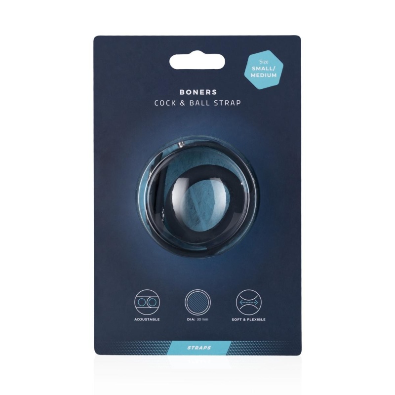Pierścień erekcyjny z paskiem na jądra Cock & Ball Strap S/M - silikonowy, regulacja średnicy 3,5-6 cm, długość 22 cm, średnica - 5