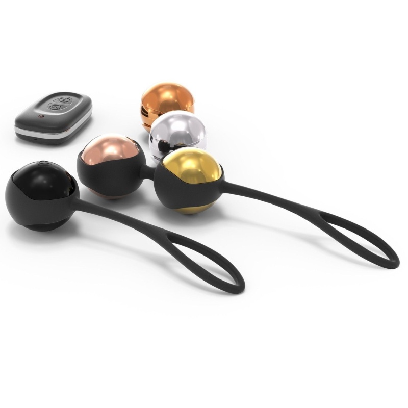Treningowe kulki gejszy DORCEL Training Balls - 5 stopniowanych mas (20-65 g), wibrująca kulka z pilotem, Ø 17 mm - 2