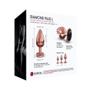 Korek analny DIAMOND PLUG L ze stopu aluminium z diamentem, długość 9,5 cm, średnica 4,1 cm, płaska podstawa - 5