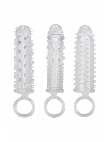 Textured Extension Set 3 Pcs - Przedłużki i nakładki na penisa - 1