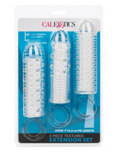 Textured Extension Set 3 Pcs - Przedłużki i nakładki na penisa - 2