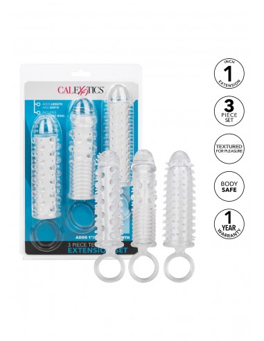 Textured Extension Set 3 Pcs - Przedłużki i nakładki na penisa - 3