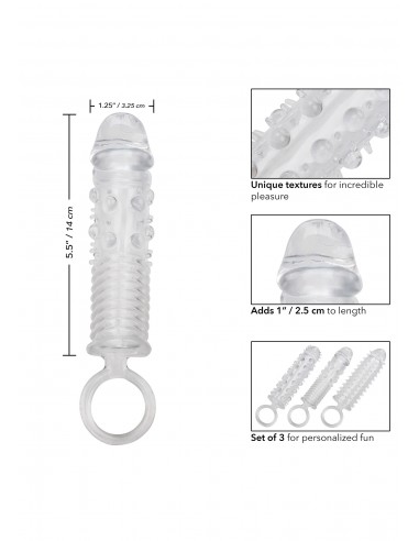 Textured Extension Set 3 Pcs - Przedłużki i nakładki na penisa - 10