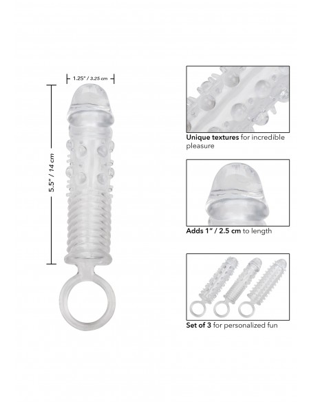Textured Extension Set 3 Pcs - Przedłużki i nakładki na penisa - 10
