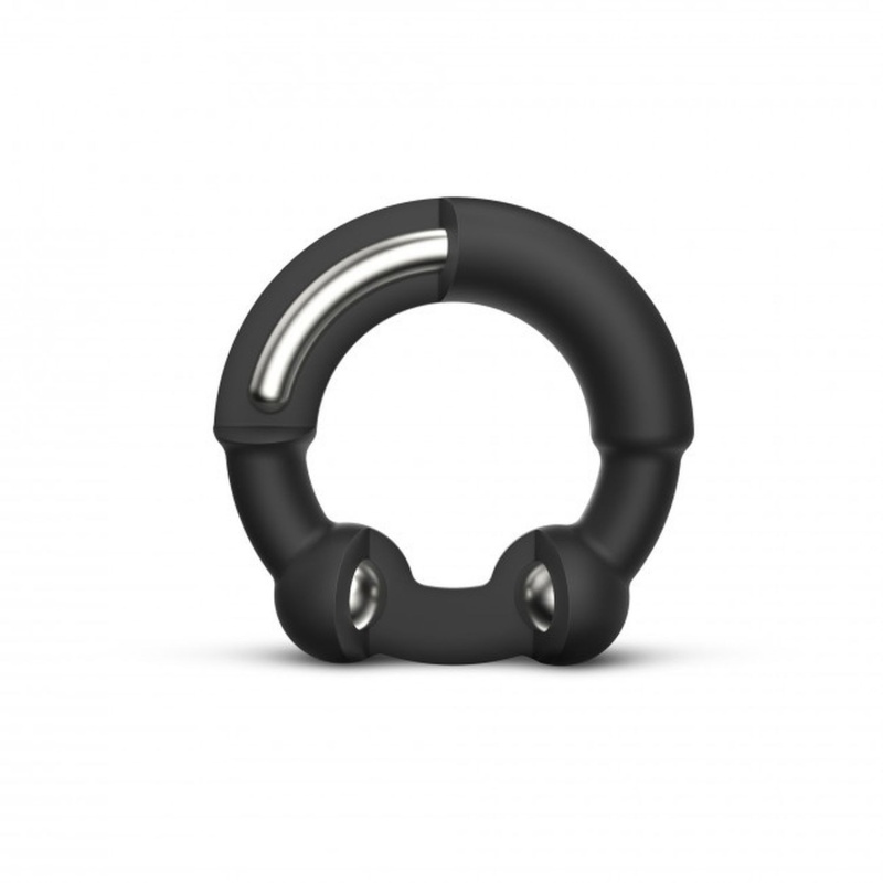Pierścień erekcyjny STRONGER RING z płynnego silikonu z 3 metalowymi wypustkami, średnica wewnętrzna 3,5 cm - 2
