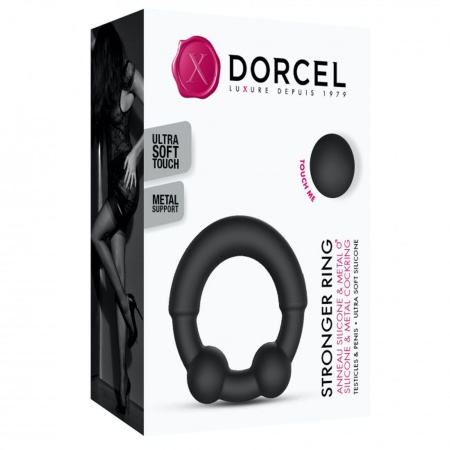 Pierścień erekcyjny STRONGER RING z płynnego silikonu z 3 metalowymi wypustkami, średnica wewnętrzna 3,5 cm - 8