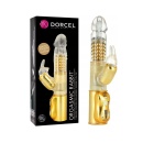 Wibrator króliczek Dorcel ORGASMIC RABBIT GOLD - rotacyjna główka, kulki wewnętrzne i stymulator łechtaczki, 25 cm - 1