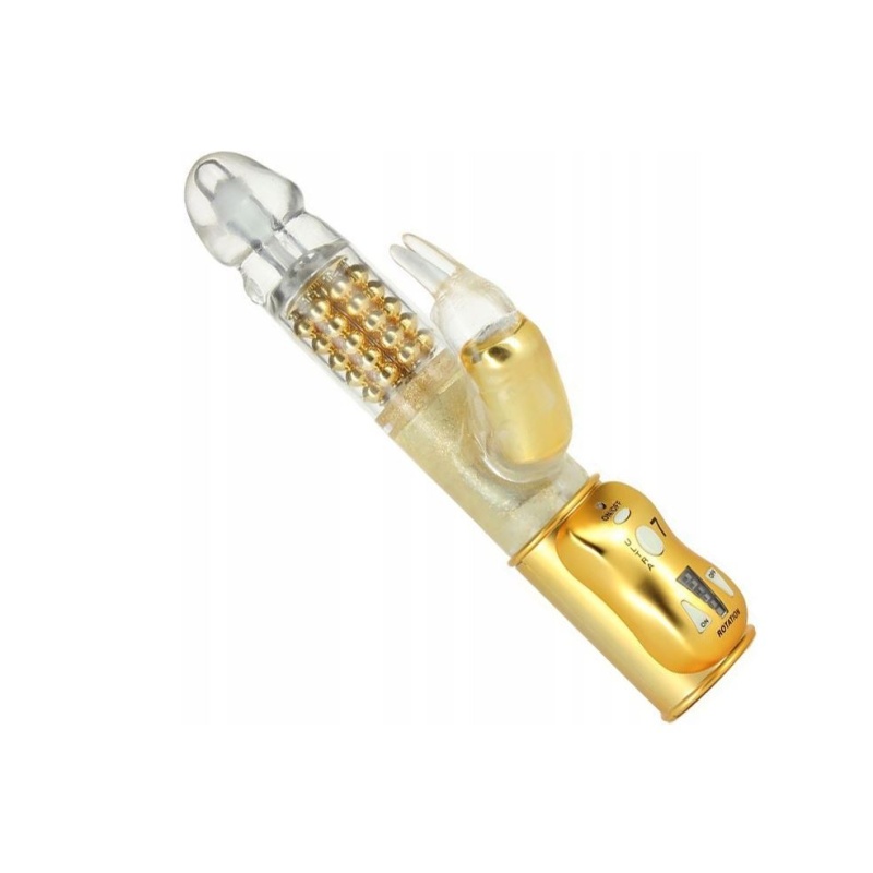 Wibrator króliczek Dorcel ORGASMIC RABBIT GOLD - rotacyjna główka, kulki wewnętrzne i stymulator łechtaczki, 25 cm - 3