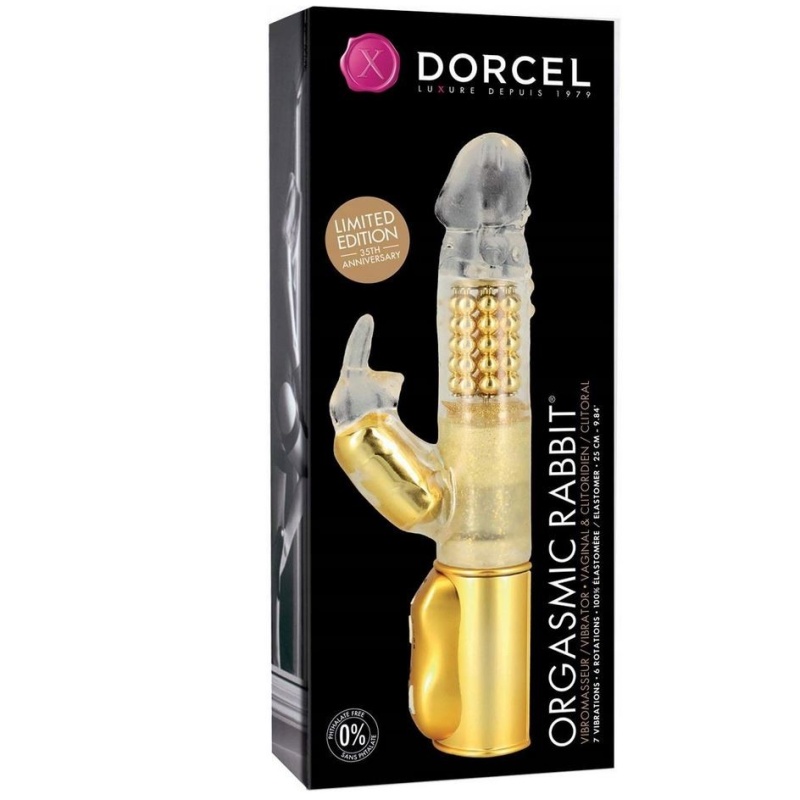 Wibrator króliczek Dorcel ORGASMIC RABBIT GOLD - rotacyjna główka, kulki wewnętrzne i stymulator łechtaczki, 25 cm - 4