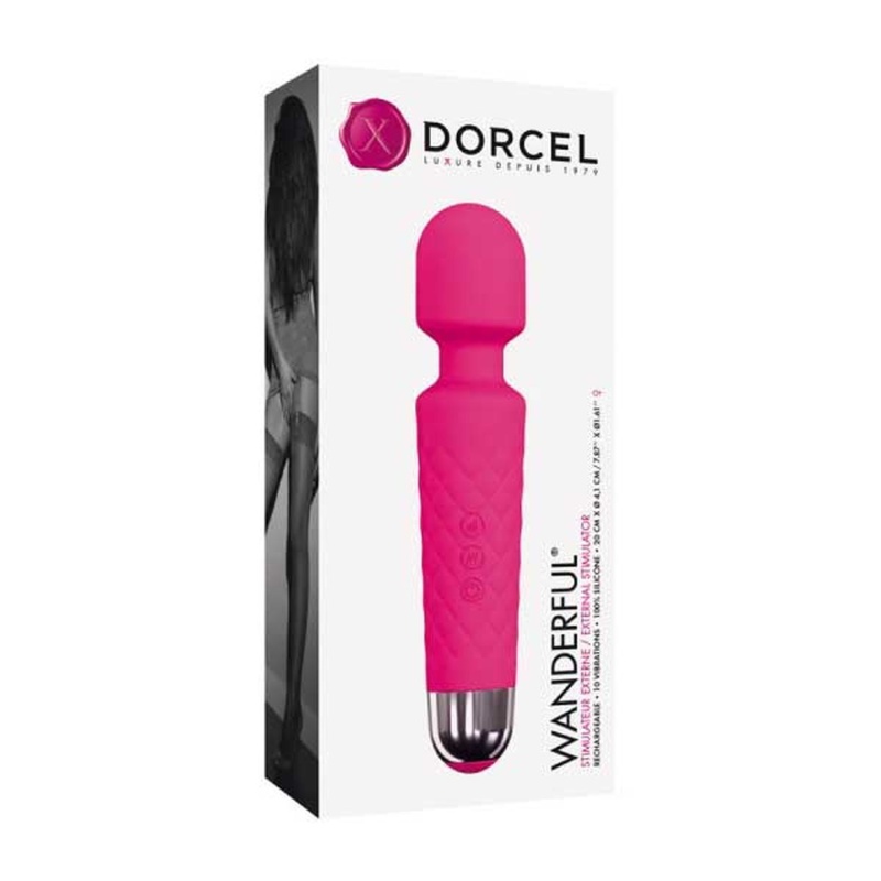 Wibrator wand Wanderful Magenta - silikonowy masażer wielokrotnego ładowania z 8 prędkościami i 10 trybami wibracji, 20 cm - 2